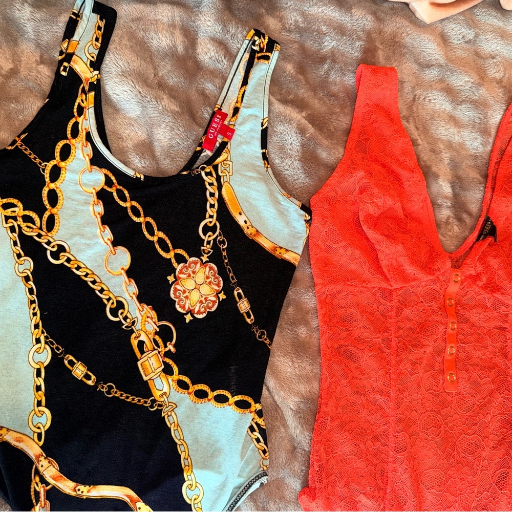 Guess Black and Orange Bodysuits
